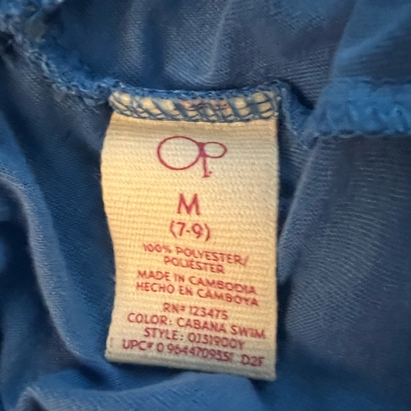 New Girls Medium Blue Ocean Pacific Strapless Swim Cover Up - Picture 9 of 11